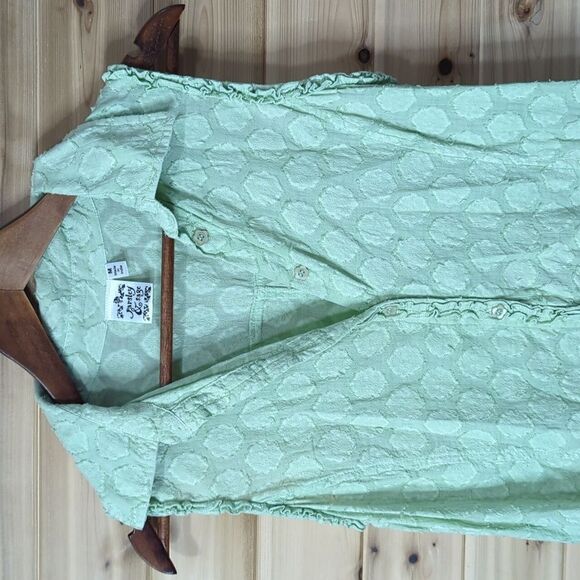 Parsley & Sage Top Womens Medium Green Sleeveles Button Front Art Classic - Picture 2 of 9